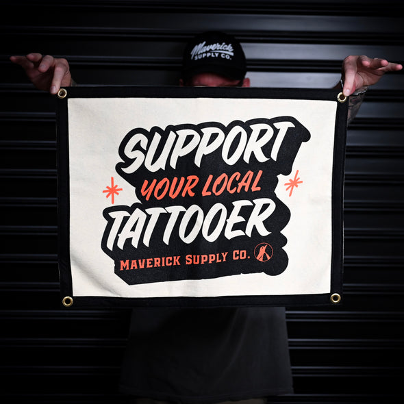 SUPPORT YOUR LOCAL TATTOOER SHOP FLAG x OXFORD PENNANT