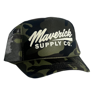 White on Army print Trucker Hat