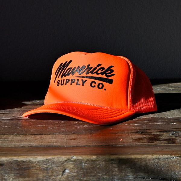 Black on Neon Orange Trucker Hat - Maverick Tattoo Mercantile