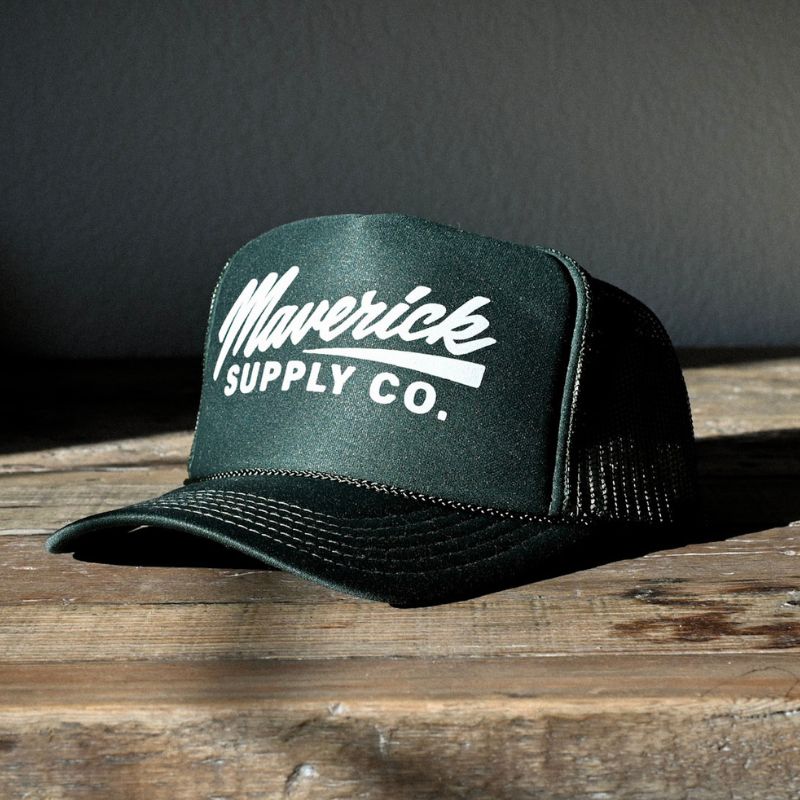 White on Forest Green Trucker Hat - Maverick Tattoo Mercantile