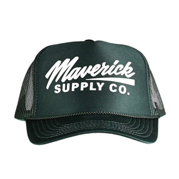 White on Forest Green Trucker Hat - Maverick Tattoo Mercantile