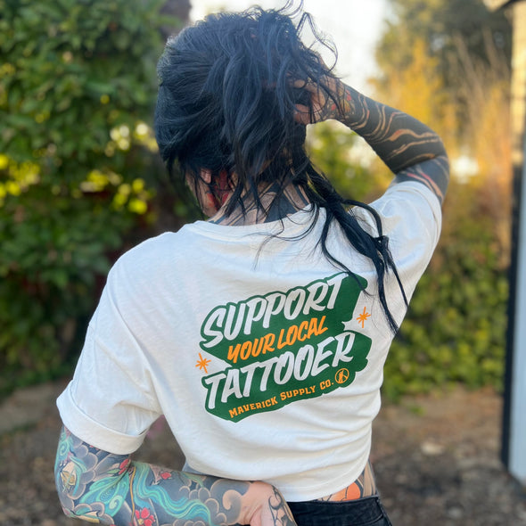 WOMEN'S SUPPORT YOUR LOCAL TATTOOER CROP TOP